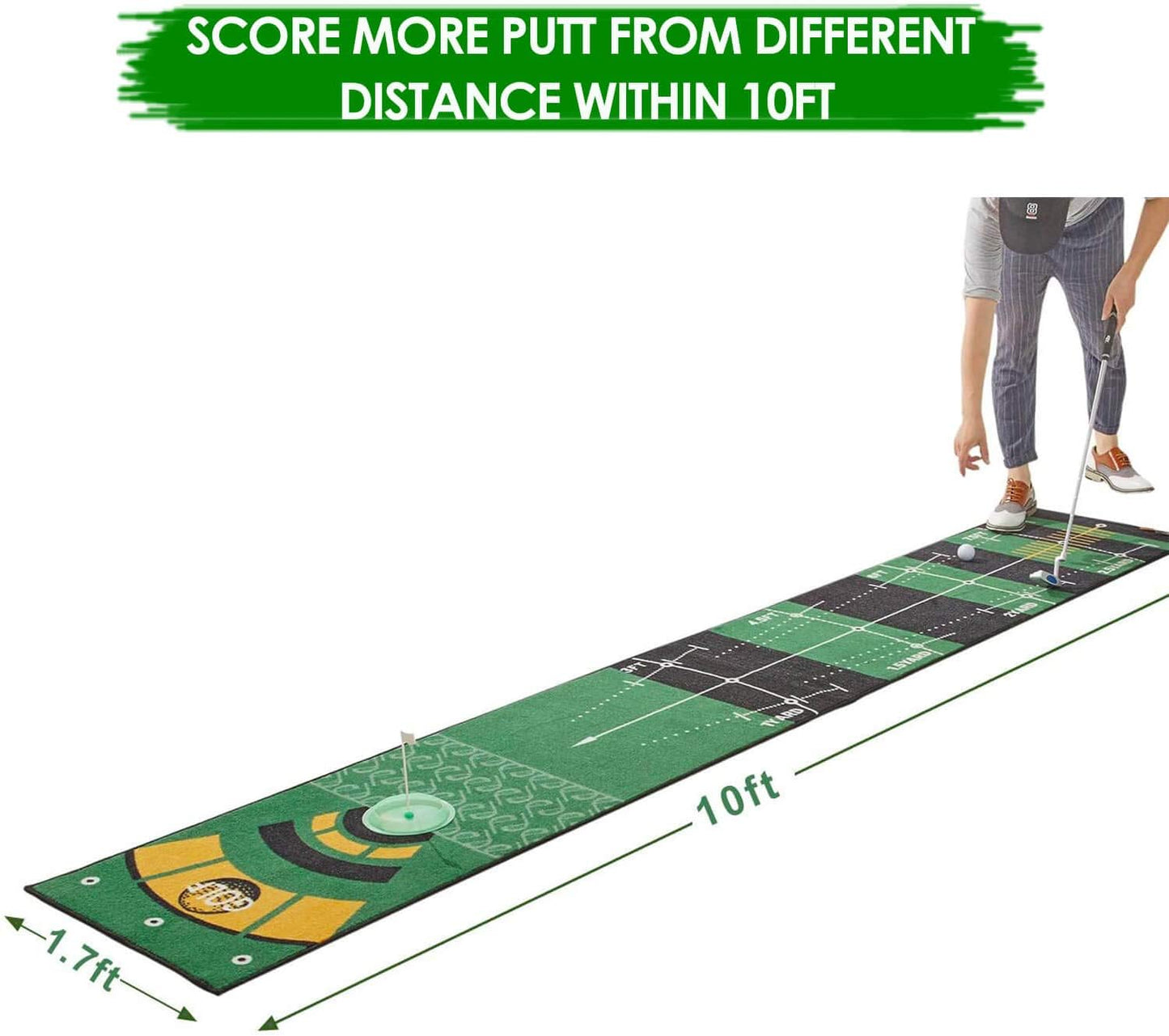 Putting Mats Indoor, Golf Putting Green Mat for Office, Putting Alignment Practice Matt for Home Outdoor